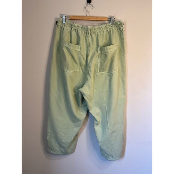 Pilcro Anthropologie The Breaker Mid-Rise Barrel Pull-On Jeans in Sage 34P - Picture 5 of 11